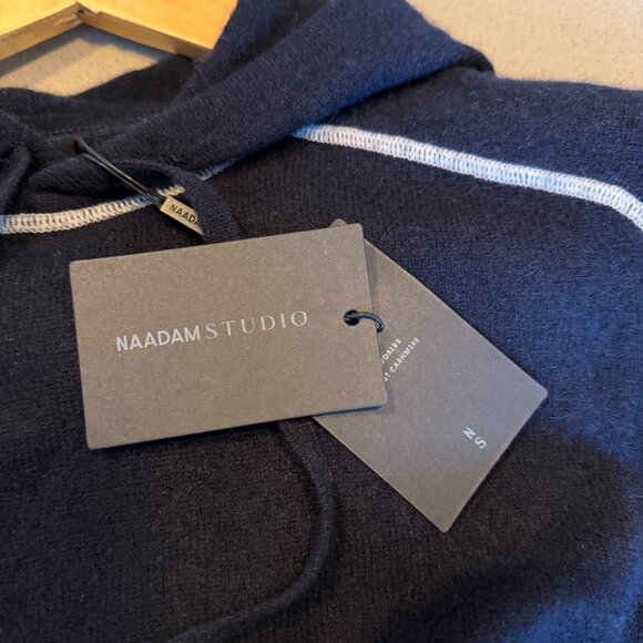 Naadam Cashmere Pullover Hoodie w/Contrast Stitching - Picture 5 of 6